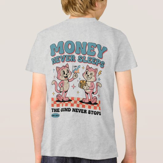 起業家猫上司 - お金のハッスルギフト トライブレンドTシャツ (裏面)