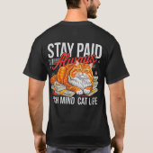 起業家猫上司 - 稼ぎ続ける、豊かな心の猫 Tシャツ (裏面)
