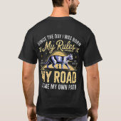 起業家猫上司Tシャツ - 私のルールで私の道 Tシャツ (裏面)