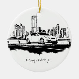 起源のクーペの側面によって撃たれる黒いブラシストローク セラミックオーナメント