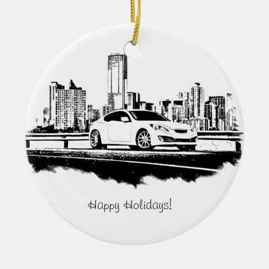 起源のクーペの側面によって撃たれる黒いブラシストローク セラミックオーナメント (正面)