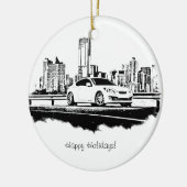 起源のクーペの側面によって撃たれる黒いブラシストローク セラミックオーナメント (左)