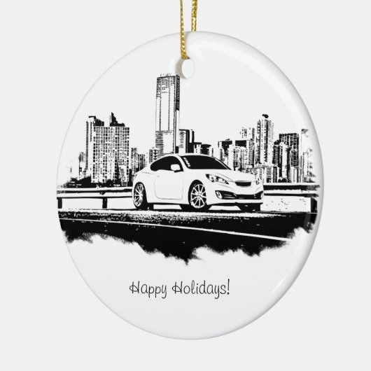 起源のクーペの側面によって撃たれる黒いブラシストローク セラミックオーナメント (左)