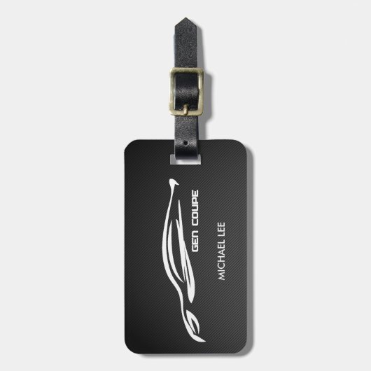 起源のクーペの白いシルエットのロゴ ラゲッジタグ (正面縦)