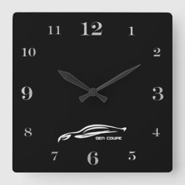 起源のクーペ白いブラシストロークロゴ スクエア壁時計