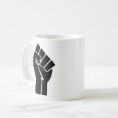 起立した拳/黒のパワーシンボル コーヒーマグカップ (正面左)