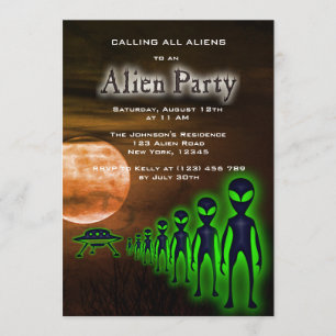 超かっこいいエイリアン＆UFOパーティーの招待状 招待状