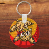 超かわいいアニメヒョウ子猫レインボーヘッドバンド キーホルダー (正面)