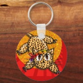 超かわいいアニメヒョウ子猫レインボーヘッドバンド キーホルダー (正面)