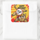 超かわいいアニメヒョウ子猫レインボーヘッドバンド スクエアシール (バッグ)