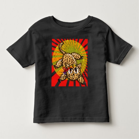 超かわいいアニメヒョウ子猫レインボーヘッドバンド トドラーTシャツ (正面)