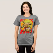 超かわいいアニメヒョウ子猫レインボーヘッドバンド トライブレンドＴシャツ (正面全面)