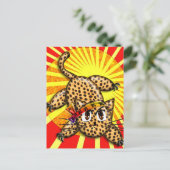 超かわいいアニメヒョウ子猫レインボーヘッドバンド ポストカード (スタンド正面)