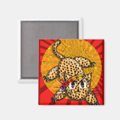 超かわいいアニメヒョウ子猫レインボーヘッドバンド マグネット (正面/裏面)