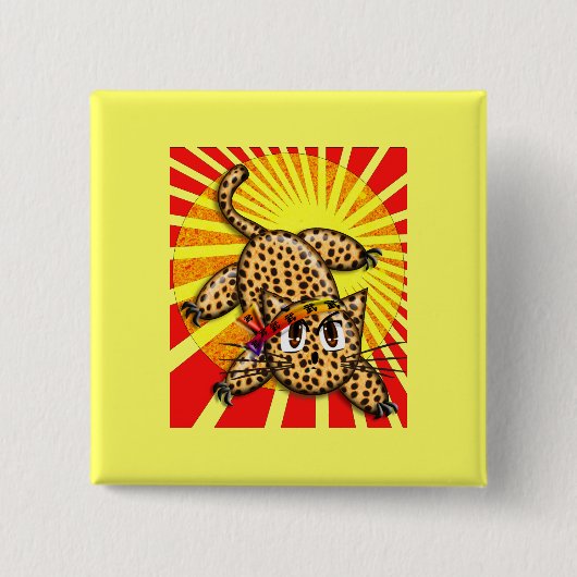 超かわいいアニメヒョウ子猫レインボーヘッドバンド 缶バッジ (正面)