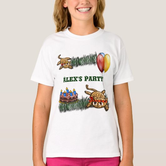超かわいいヒョウのサファリ誕生日招待状 Tシャツ (正面)