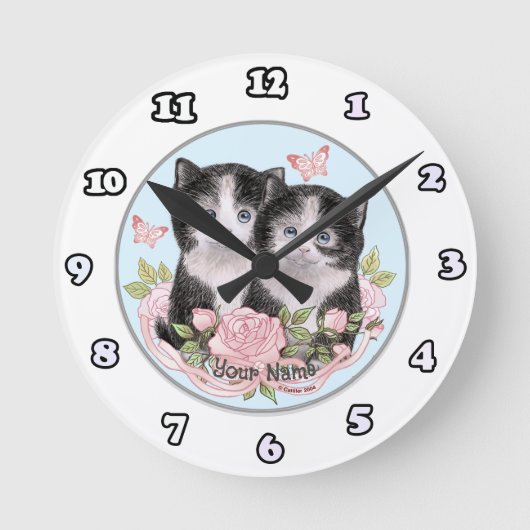 超かわいい子猫の時計 ラウンド壁時計 (正面)