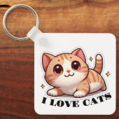 超かわいい子猫 私は猫が大好き キーホルダー (正面)