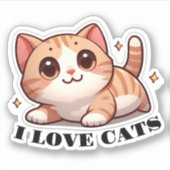 超かわいい子猫 私は猫が大好き シール (正面)