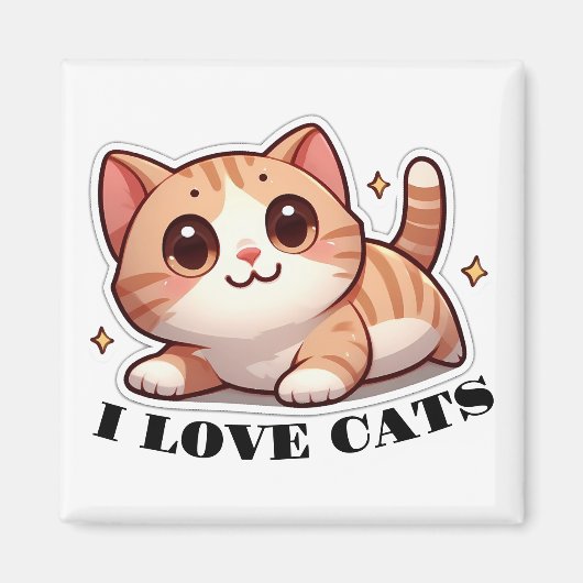 超かわいい子猫 私は猫が大好き マグネット (正面)