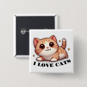 超かわいい子猫 私は猫が大好き 缶バッジ (正面&裏面)
