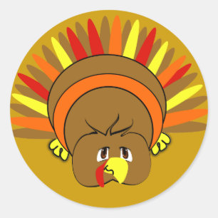 超かわいい漫画#Thanksgiving #Turkey #Sticker ラウンドシール