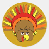 超かわいい漫画#Thanksgiving #Turkey #Sticker ラウンドシール (正面)