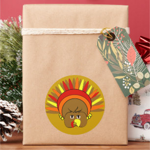 超かわいい漫画#Thanksgiving #Turkey #Sticker ラウンドシール