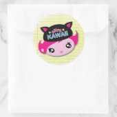 超かわいい-女の子のステッカー ラウンドシール (バッグ)