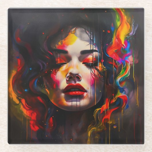 超はっきりしたリアルポートレート ガラスコースター (正面)