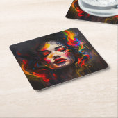 超はっきりしたリアルポートレート スクエアペーパーコースター (アングル)