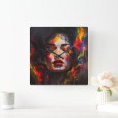 超はっきりしたリアルポートレート スクエア壁時計 (ホーム)