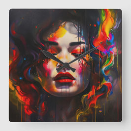 超はっきりしたリアルポートレート スクエア壁時計