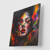 超はっきりしたリアルポートレート スクエア壁時計 (傾斜)