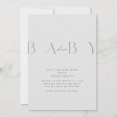 超ほこりっぽいモダン青い赤ちゃんシャワー 招待状 (正面)