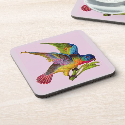 超カラフルビクトリアン鳥プリント コースター (左側)