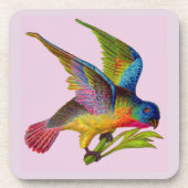 超カラフルビクトリアン鳥プリント コースター (正面)