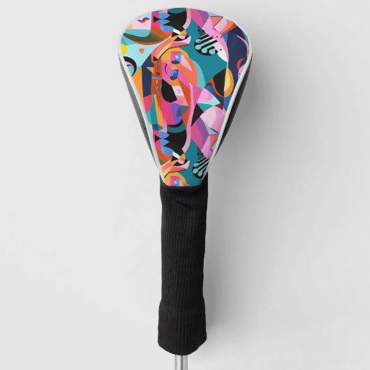 超カラフルリアル抽象芸術パターン ゴルフヘッドカバー (正面)