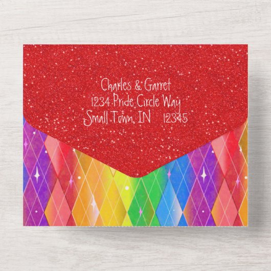 超ゲイ！虹色のウェディング・コミュニティ・ピッチイン・オールイン オールインワン招待状 (裏面)