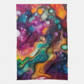 超サイケデリック純水色パターン キッチンタオル (縦)