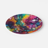 超サイケデリック純水色パターン ペーパープレート (アングル)