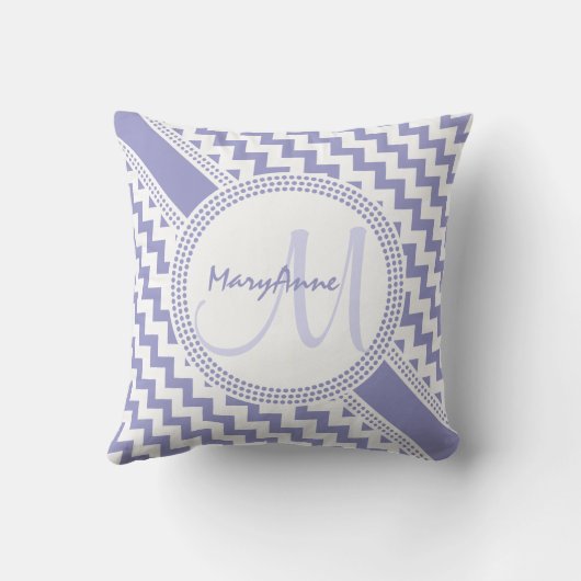 超ジグザグ形のシェブロンのシックな紫色の白いモノグラム クッション (裏面)