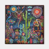 超トリップ(幻覚体験)のようなお洒落サイケデリック花 マグネット (正面)