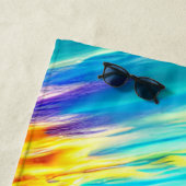 超ビーチカラフルサンセットウェーブズ&パームツリーズ ビーチタオル (インサイチュ)