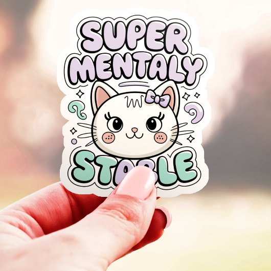超メンタルが安定しているかわいい猫のステッカー シール