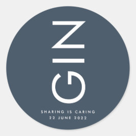 超モダンで大胆なネイビーブルーのモノグラム ワインボトル ラウンドシール