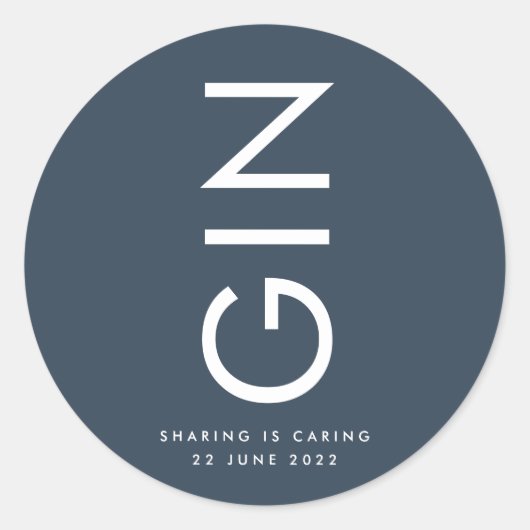 超モダンなネイビーブルーの大胆なモノグラム ワインボトル ラウンドシール (正面)