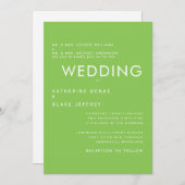 超モダンなライムグリーンの結婚式招待状 招待状 (正面/裏面)