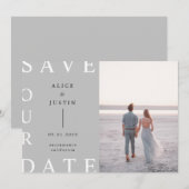 超モダンなレイアウトの写真を使ったSave the Date 招待状 (正面/裏面)