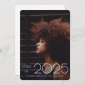 超モダンミニマルカスタム写真卒業 案内状 (正面/裏面)